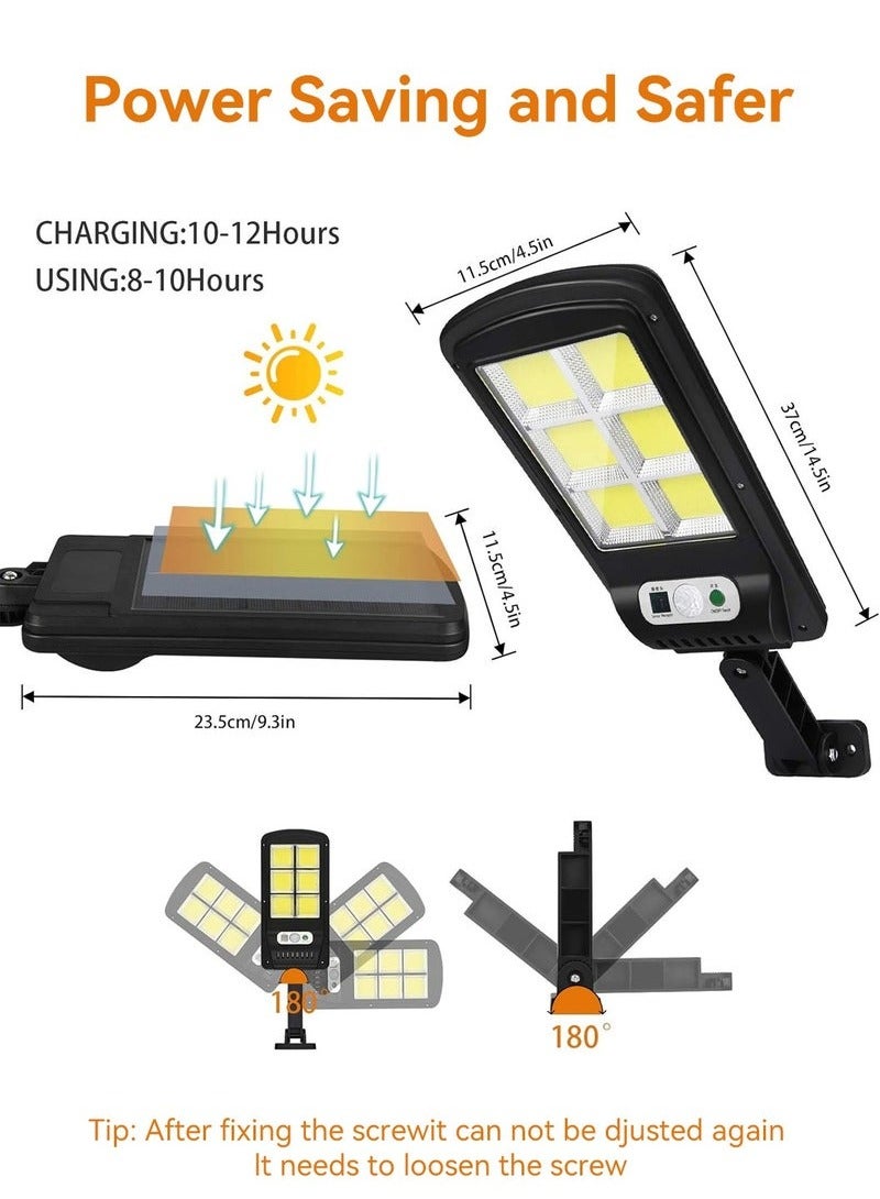 مجموعة من 2 مصباح LED للشوارع بالطاقة الشمسية للتحكم عن بعد في الهواء الطلق يعمل بالطاقة الشمسية لاسلكيًا مع مستشعر حركة IP65 ومصباح حائط أمان يعمل بالطاقة الشمسية مع 3 أوضاع  - Image 3