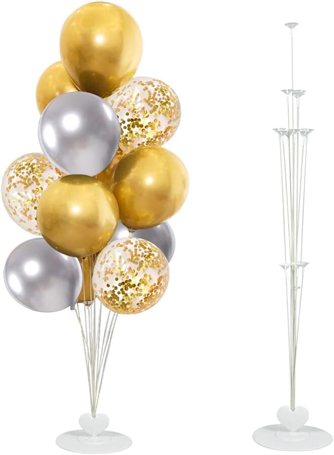 TONIFUL Balloon Stand Holder Kit 2set Balloon Floor Stand Holder Centerpieces with 42 Sticks 24 Balloon Cups 2 Base Balloon Tower Decoration for Birthday Wedding Background Party Supplies