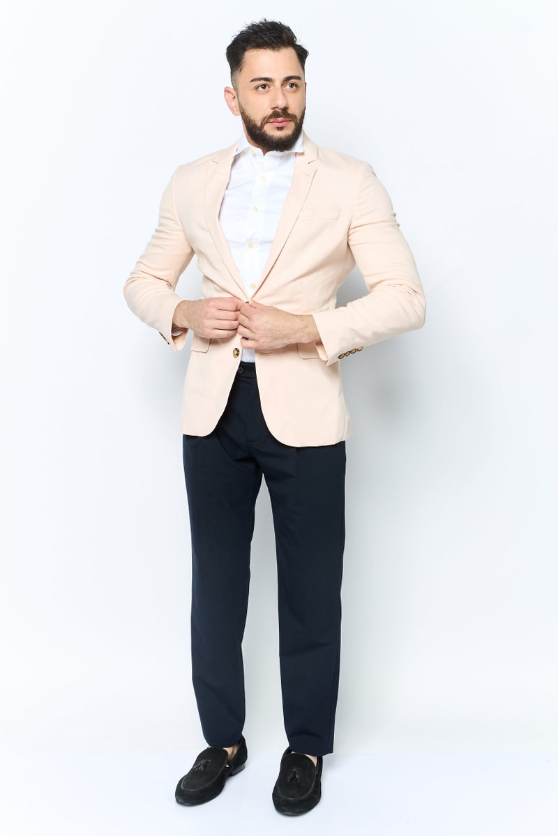 Asos Design Men Textured Semi Formal Blazer, Beige - Image 2