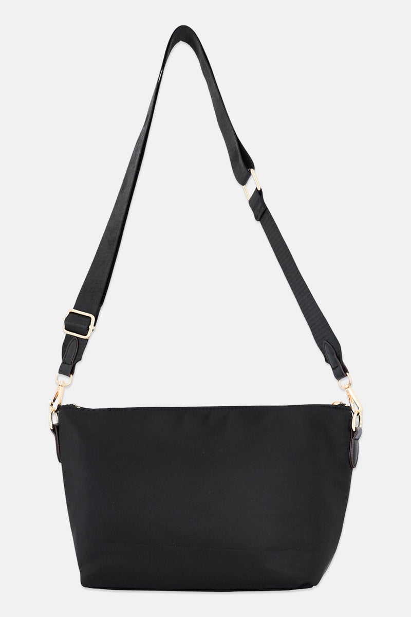 ADRIENNE VITTADINI حقيبة كتف نسائية بشعار العلامة التجارية، سوداء - Image 3