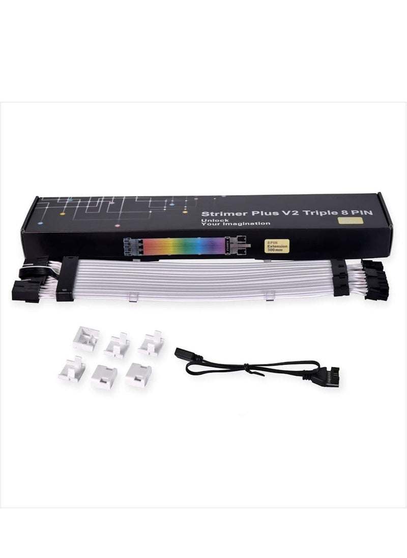 Generic - Strimer Plus V2 Triple 8 Pin (PW12-PV2) -Addressable RGB VGA Power Cable (No Controller Included) - for Triple 8 PIN GPU Connector, PW12-PV2 - Image 1