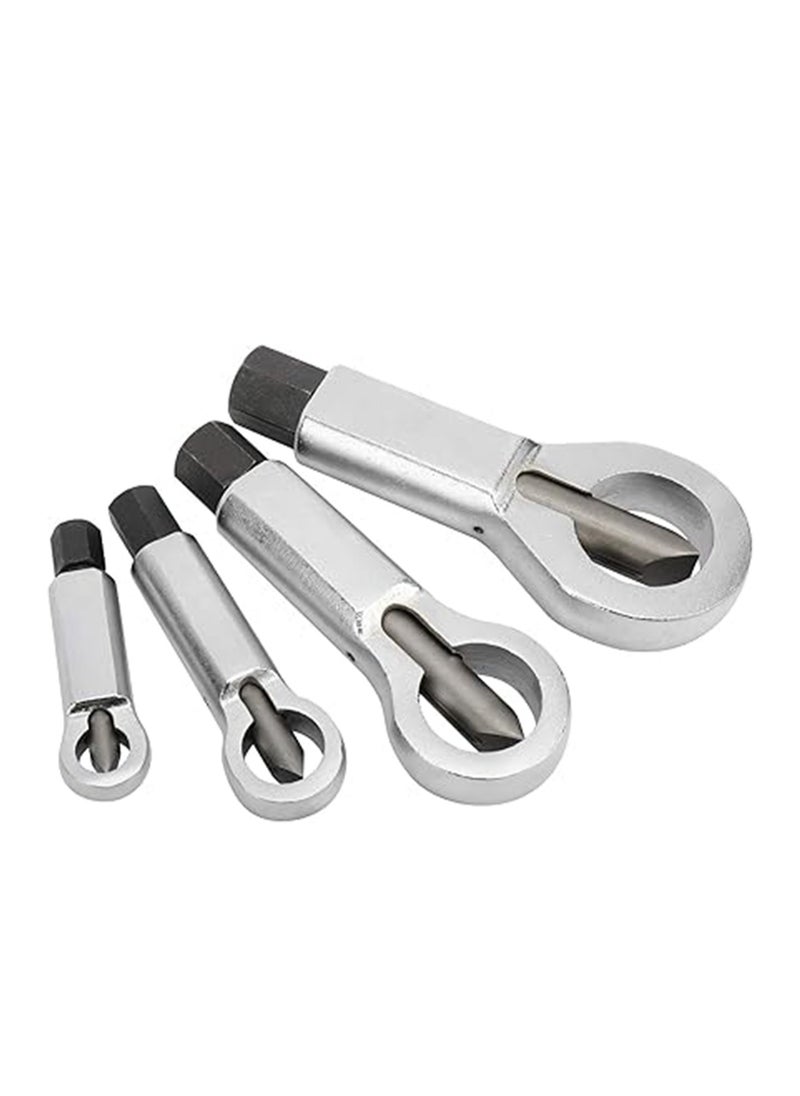 Nut Slitting Set, 4 Pieces Heavy Duty Broken Damaged Nut Removal Slitting Tools, 4 Sizes 9-12mm/12-16mm/16-22mm/22-27mm Nut Remover Extractor Tools