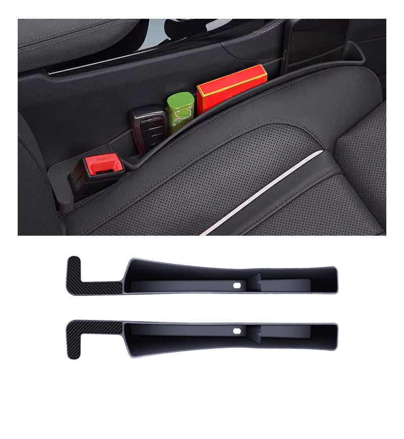 Tioollev 2PCS Car Seat Gap Filler, Automotive Seat Organizer Fill The Gap Between Seat and Console, Universal Car Storage Box Inserts Fill The Gap Between Seat &Console for Coins Wallets Keys (Black) - Image 1