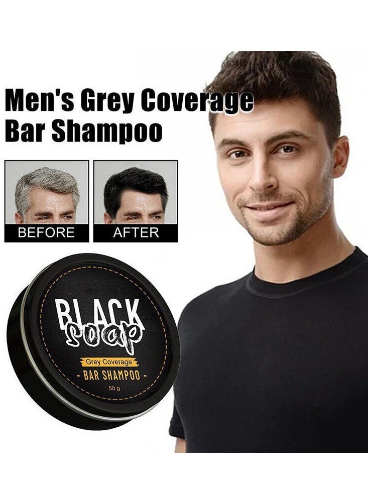 Black Soap - Men's Hair Shampoo Against Grey Hair Shampoo for Grey Hair Shampoo Anti Grey Hair Men Grey Hair Cover Men Shampoo Grey Hair Cover Soap 50 g - Image 1