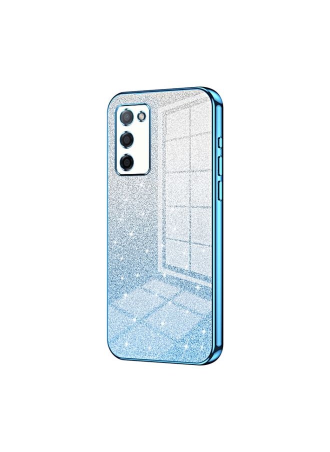 HuHa Case Cover For OPPO A55 5G / A56 / A53s 5G Gradient Glitter Powder Electroplated Phone Case Blue 