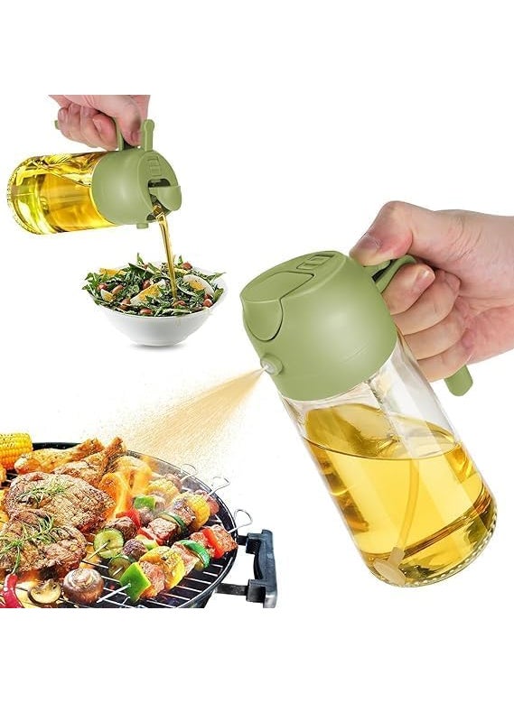 DIVHUK DIVHUK 500ml 2 in 1 Olive Oil Pourse and Oil Dispenser Bottle for Kitchen Glass Oil Bottle with Premium Nozzle Oil Sprayer for Air Fryer SaladBBQRoasting Multi Color Pack of 1  - Image 1