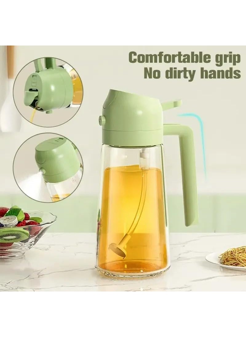 DIVHUK DIVHUK 500ml 2 in 1 Olive Oil Pourse and Oil Dispenser Bottle for Kitchen Glass Oil Bottle with Premium Nozzle Oil Sprayer for Air Fryer SaladBBQRoasting Multi Color Pack of 1  - Image 2
