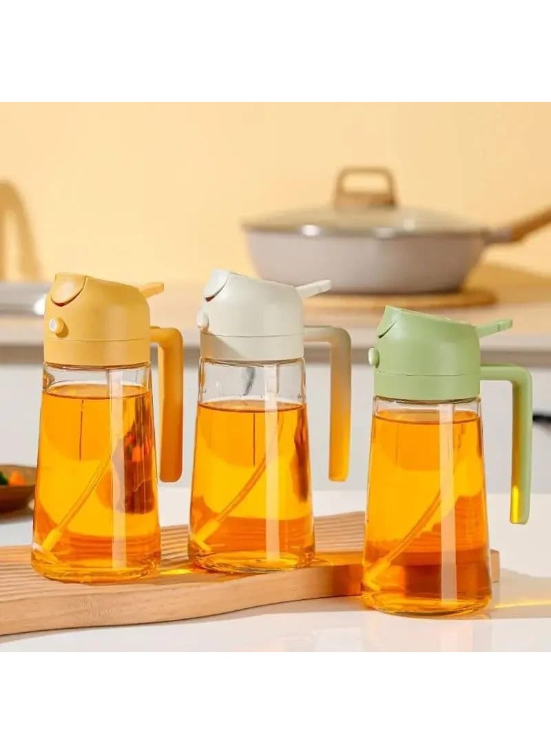 DIVHUK DIVHUK 500ml 2 in 1 Olive Oil Pourse and Oil Dispenser Bottle for Kitchen Glass Oil Bottle with Premium Nozzle Oil Sprayer for Air Fryer SaladBBQRoasting Multi Color Pack of 1  - Image 5