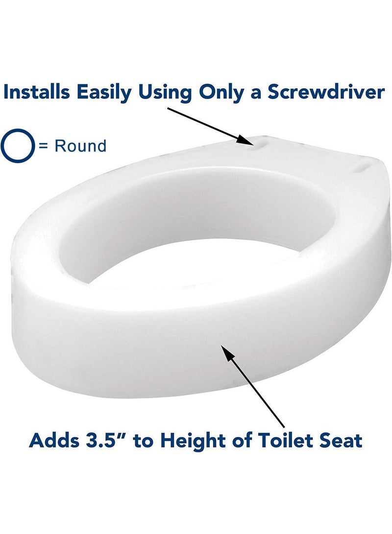 3.5-inch round toilet lift seat, durable plastic design, supports up to 300 lbs, easy to install, aids comfort and daily use - Image 2