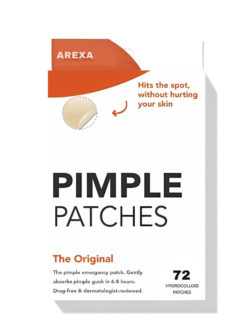 أريكسا لصقات حب الشباب الهيدروكولويدية من أريكسا لتغطية البثور والبقع في الوجه والبشرة، صديقة للنباتيين ولم يتم اختبارها على الحيوانات (72 لصقة) - Image 1