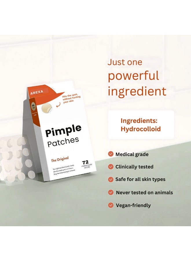 أريكسا لصقات حب الشباب الهيدروكولويدية من أريكسا لتغطية البثور والبقع في الوجه والبشرة، صديقة للنباتيين ولم يتم اختبارها على الحيوانات (72 لصقة) - Image 2
