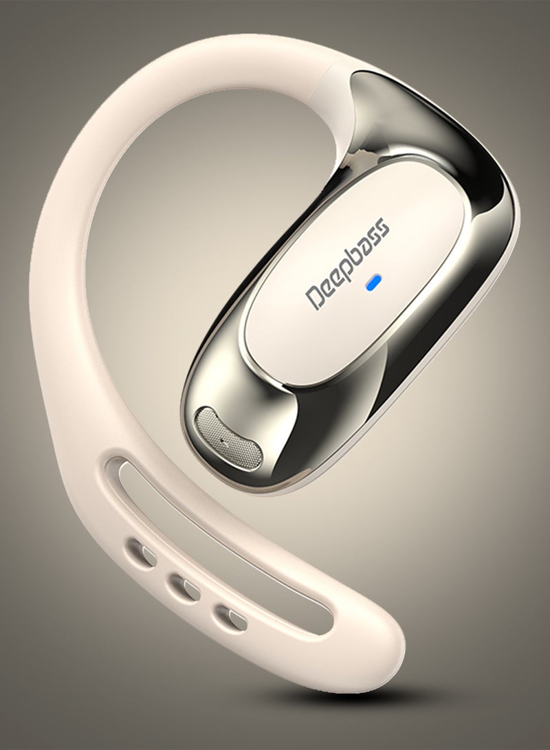 Deepbass AP10 OWS سماعات أذن لاسلكية – صوت عالي الدقة، تصميم رياضي، وصوت ستيريو 40mAh مع علبة شحن 200mAh - بيج - Image 3