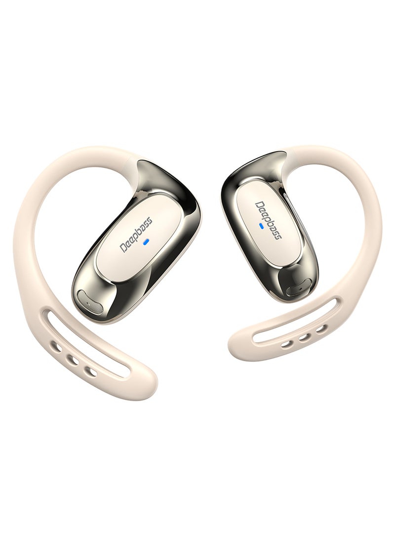 Deepbass AP10 OWS سماعات أذن لاسلكية – صوت عالي الدقة، تصميم رياضي، وصوت ستيريو 40mAh مع علبة شحن 200mAh - بيج - Image 4