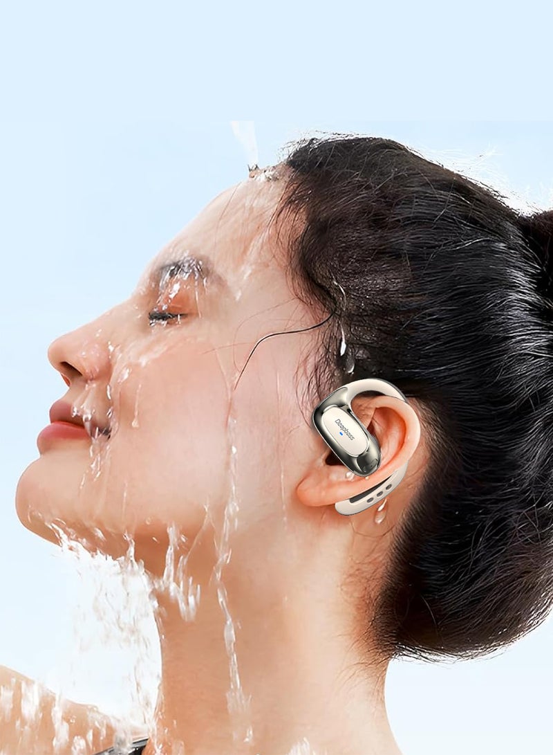 Deepbass AP10 OWS سماعات أذن لاسلكية – صوت عالي الدقة، تصميم رياضي، وصوت ستيريو 40mAh مع علبة شحن 200mAh - بيج - Image 5