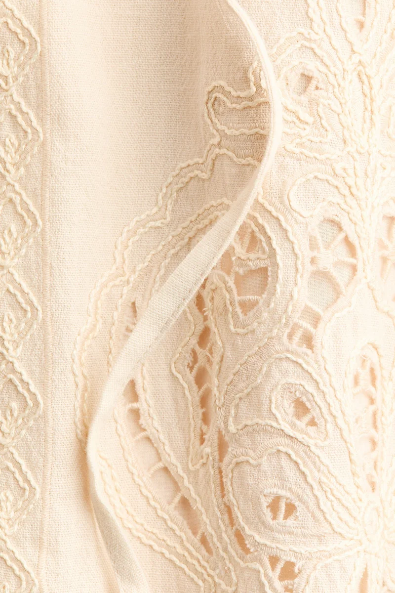 H&M  Linen-blend broderie anglaise jacket for Women | Best Price UAE