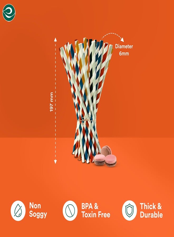 ECO SOUL [6 MM, 100 Count] Biodegradable Multicolor Paper Straws | Disposable Drinking Rainbow Eco-Friendly Compostable Paper Straws | Cocktail Cold Drink Juice Smoothie Non-Bendable Straws (Regular) - Image 2