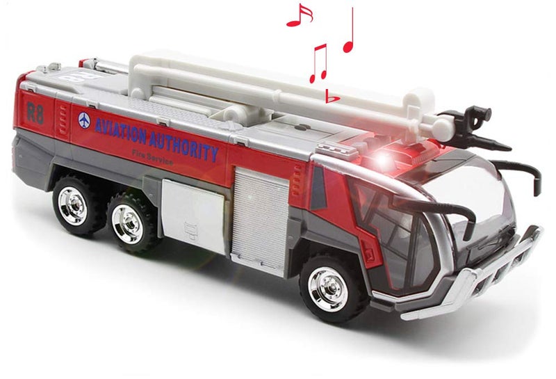 Ailejia Airport Fire Trucks for Boys Fire Engine Toys Diecast Fire Truck Engine Pullback Friction Toy Engineering Vehicle fire Truck Model red - Image 3