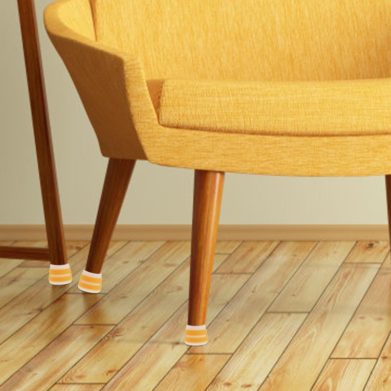 16pcs Yellow and White Silicone Chair Leg Caps Non Slip Furniture Floor Protectors - Image 5