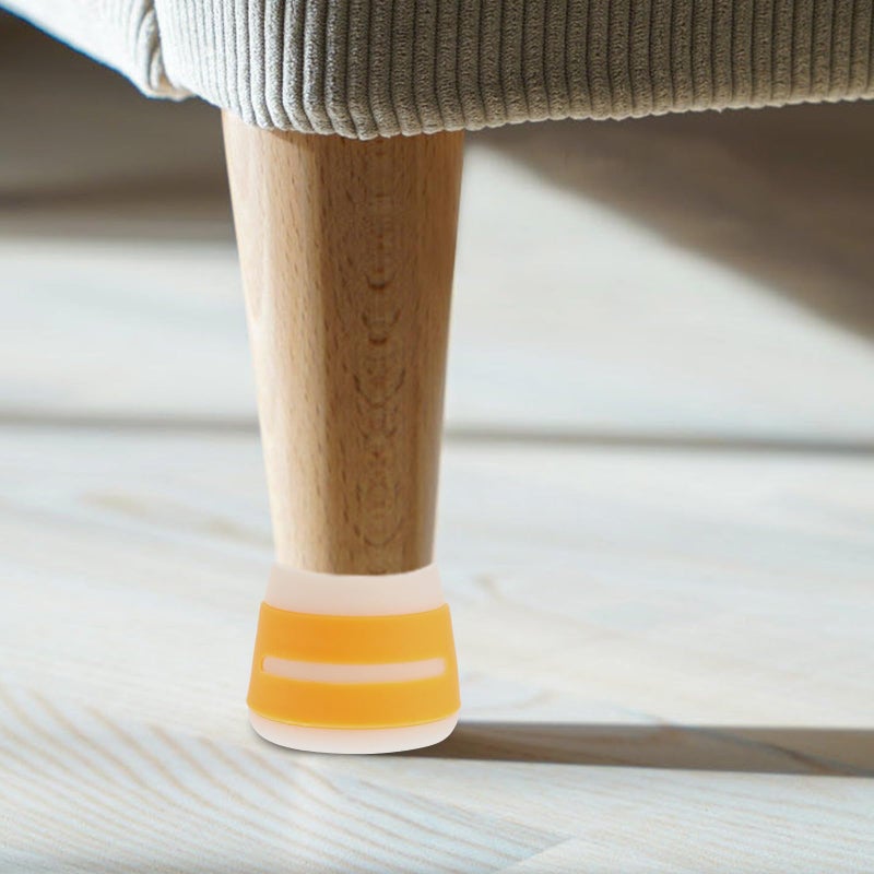 16pcs Yellow and White Silicone Chair Leg Caps Non Slip Furniture Floor Protectors - Image 4