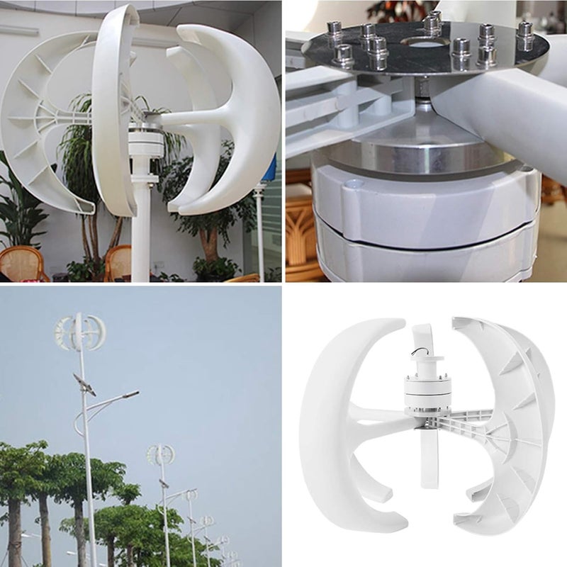 klarako Wind Turbine, 600W DC12V Vertical Wind Generator 5 Blades Wind Turbine Generator Kit Electricity Producer Equipment for Hybrid Wind Solar System, White - Image 4