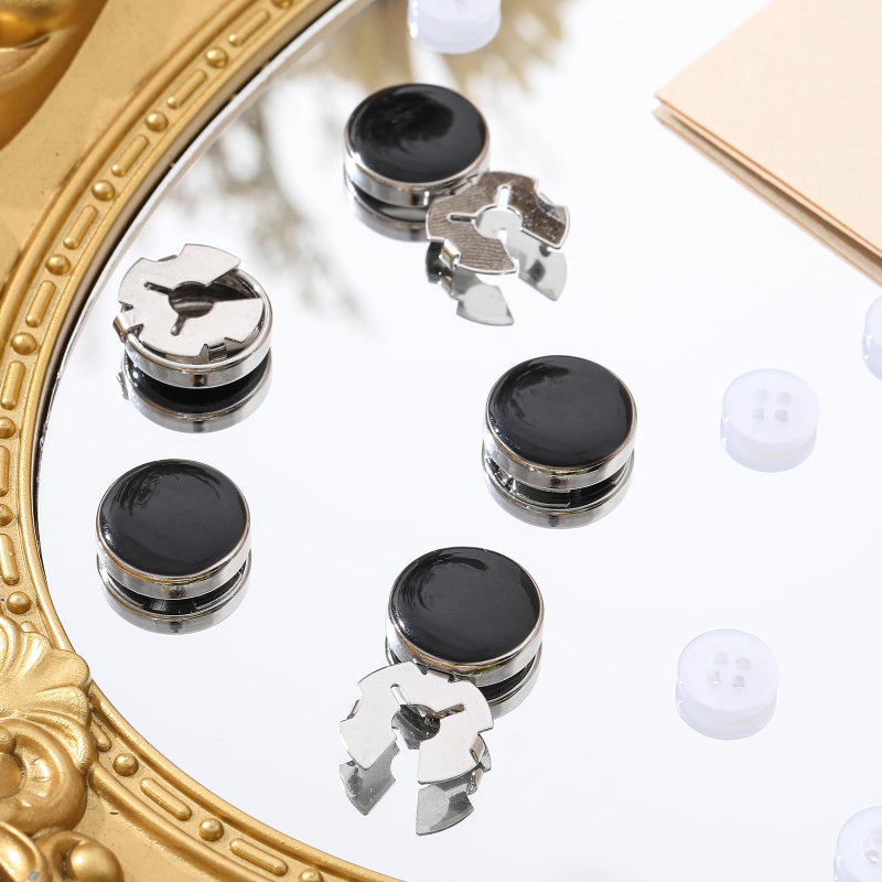 Solsew 6 Sets Button Covers Rhinestone Covers with 20 Pcs 11 Mm/0.43â€ Sewing Buttons Crystal Clip on Jewelry Women Men for Sewing DIY Craft Decor Embellishment (Black,Simple) - Image 5