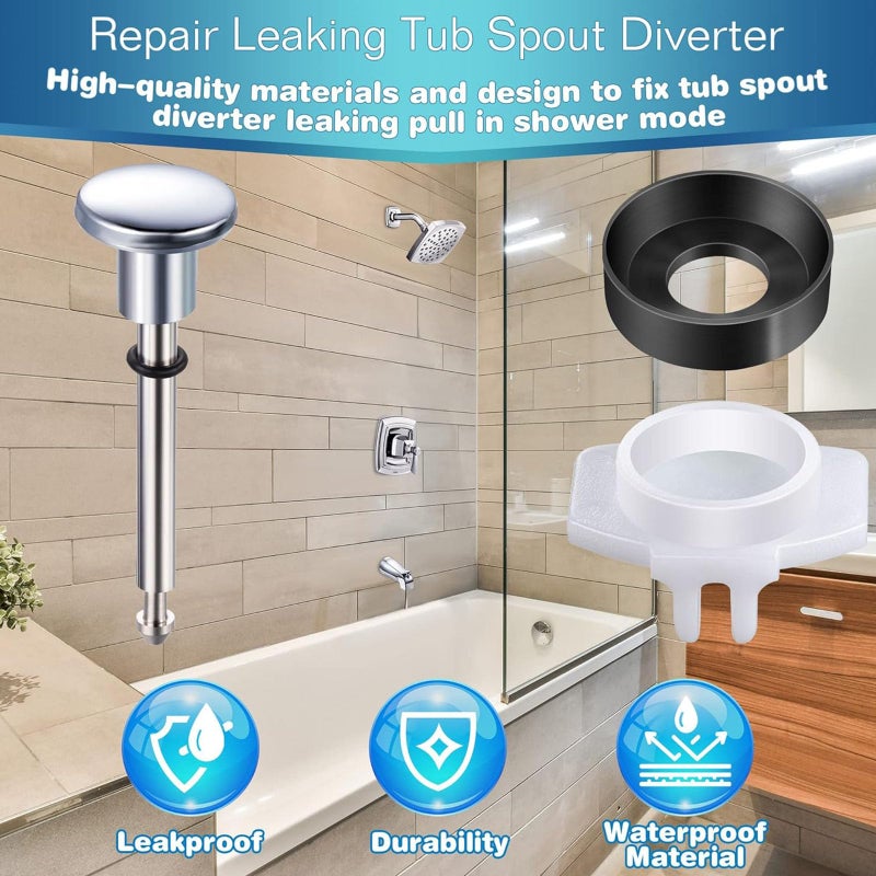 Brushed Bathtub Diverter Valve Stem Repair Set Pack Of 2 For Leak Prevention Shower Faucet Replacement - Image 3