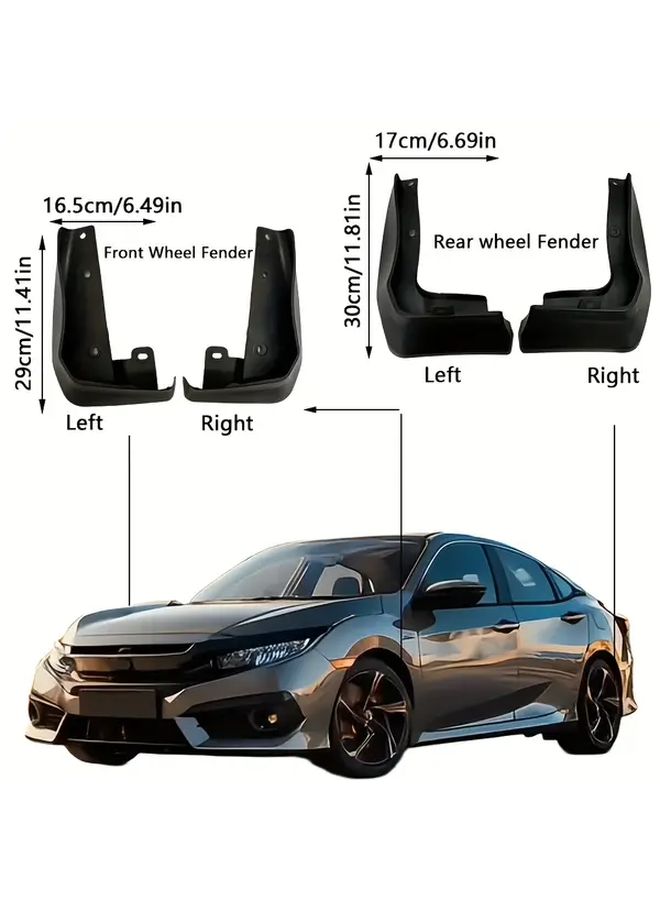 4Pcs Black Mud Guards for Sedan Front and Rear Fender Flares 2016 2019 - Image 2