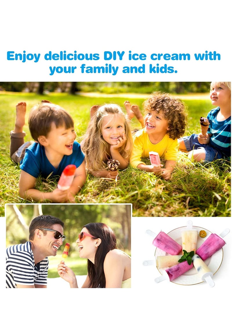 SYOSI Ice Lolly Moulds 2 Shapes Silicone Popsicle Molds Ice Cream Mould with Sticks Reusable Ice Pop Moulds BPA Free Ice Lolly Maker for Children Adults DIY Ice Popsicle Mold 6 Cavity
