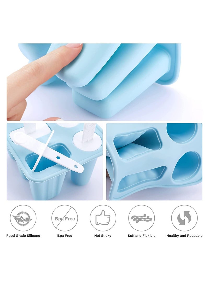 SYOSI Ice Lolly Moulds 2 Shapes Silicone Popsicle Molds Ice Cream Mould with Sticks Reusable Ice Pop Moulds BPA Free Ice Lolly Maker for Children Adults DIY Ice Popsicle Mold 6 Cavity