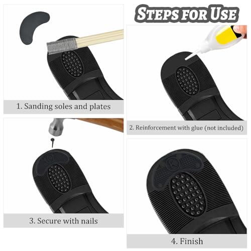 TOVOT 30PCS Heel Plates Black Heel Taps Rubber Tips Sole Heel Repair Pad Replacement with Nails(3 Size) - Image 4