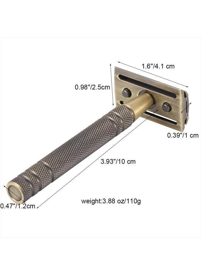 Yintal - Double Edge Safety Razor Long Handle - Brass Bronze Blade Replaceable Razors,For Men Shaving Classic Razor,Reusable Metal Manual Shavers Close Comb - Image 1