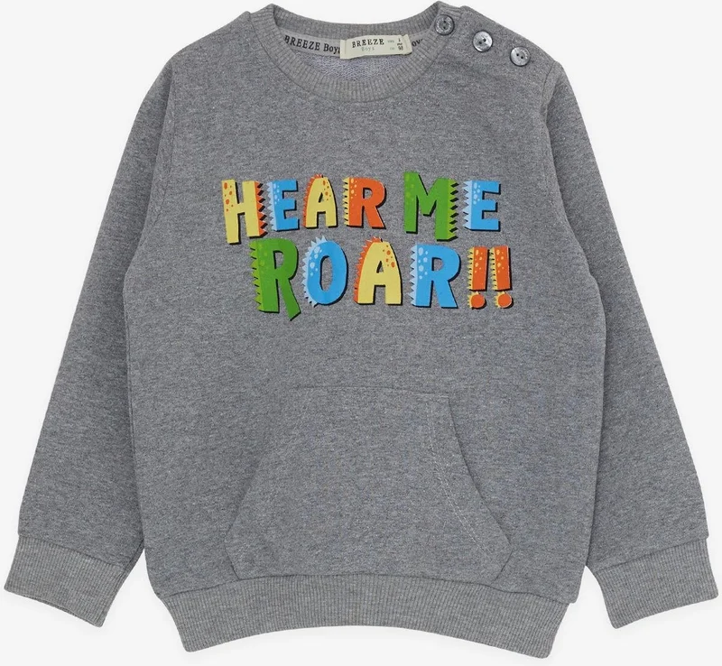 بريز Boy's Tracksuit Set, Colorful Slogan Printed, Age 1-4, Gray