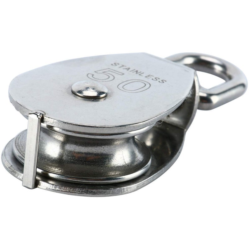 CREATIEE-PRO 2Pcs M50 304 Stainless Steel Lifting Single Pulley Block, Heavy Duty Wire Rope Hanging Wire Towing Wheel - Image 4