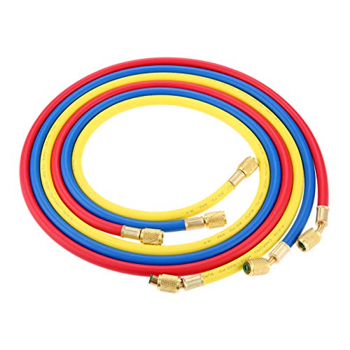 gohantee R410A AC Refrigerant Charging Hoses, 70" R410A HVAC Charging Hose Set with 1/4" Male and Female 800PSI Working Pressure for R410A R22 R134A R12 R502 Air Condition System Maintenance - Image 1