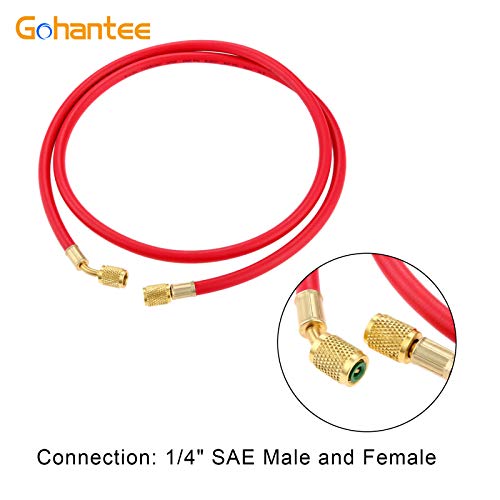 gohantee R410A AC Refrigerant Charging Hoses, 70" R410A HVAC Charging Hose Set with 1/4" Male and Female 800PSI Working Pressure for R410A R22 R134A R12 R502 Air Condition System Maintenance - Image 4