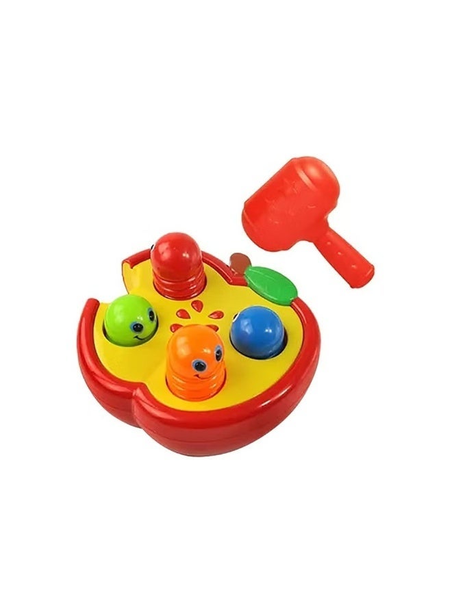 Kids Educational Hammering Toy, Apple-Shaped Knock Fruit Worm Game for Ages 3+ - Image 1
