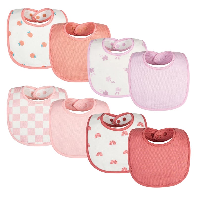 Tiny Twinkle Baby Feeding Bibs 8 Pack - Waterproof and Absorbent Infant Drool and Feeding Baby Bibs (Girl Print 8-Pack) - Image 1