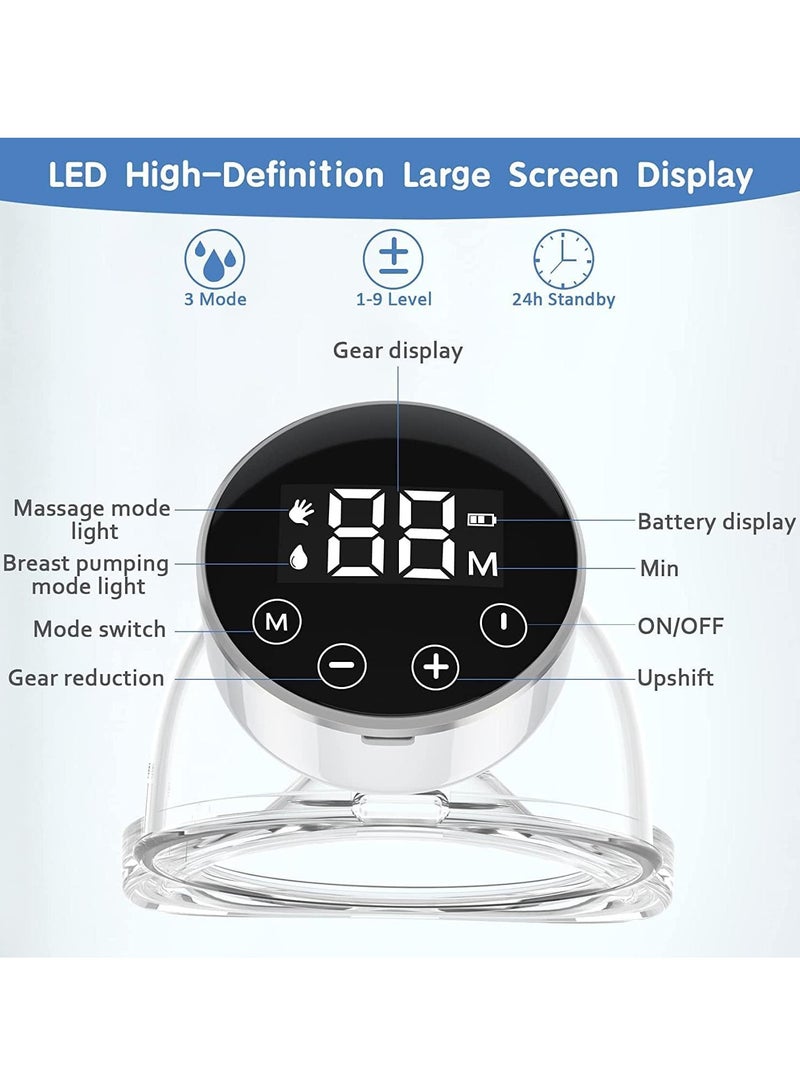 مضخة كهربائية محمولة بدون استخدام اليدين مع شاشة LED، عبوة من قطعتين باللون الأبيض - Image 2