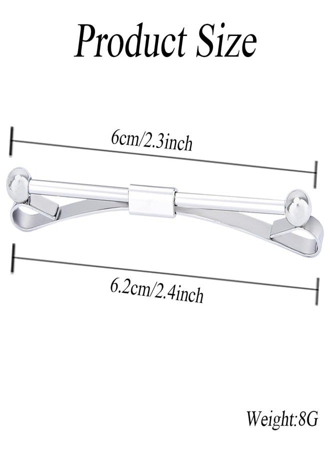 Elandy 2Pcs Mens Tie Clips Shirt Collar Clip Necktie Bar Pinch Clip with Gold Silver Tone Business Tie Pins Collar Holder for Anniversary Wedding Party Meeting - Image 2