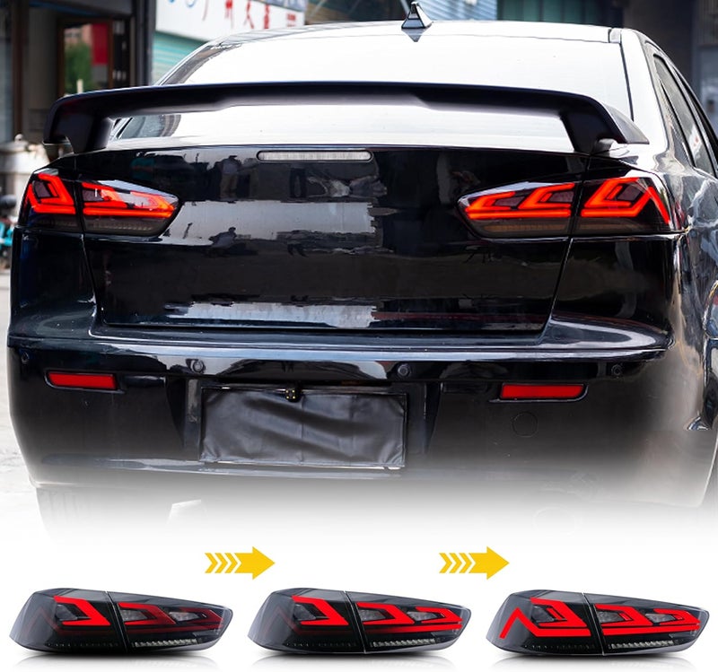 glistuning LED Tail Lights Assembly for Mitsubishi Lancer 2009-2018 EVO X with Sequential Turn Signal - Image 3