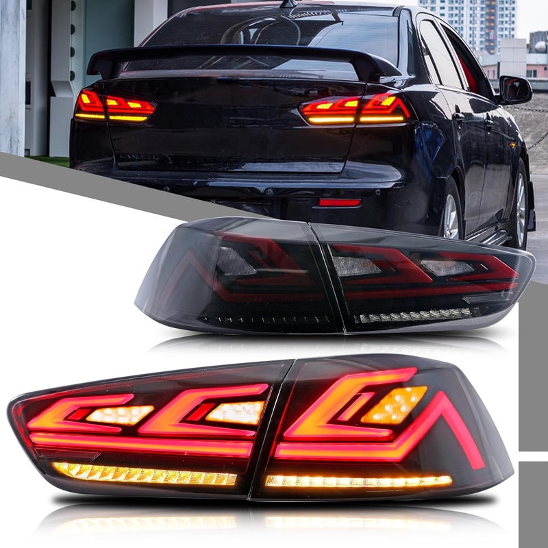 glistuning LED Tail Lights Assembly for Mitsubishi Lancer 2009-2018 EVO X with Sequential Turn Signal - Image 1
