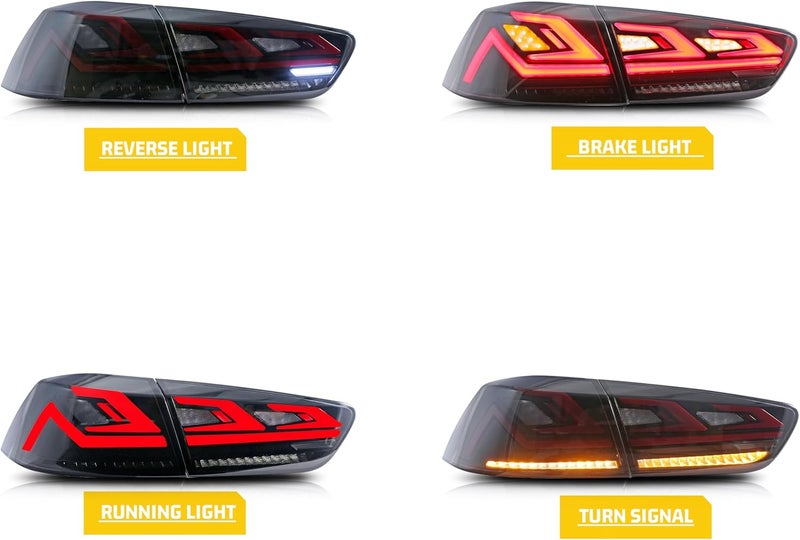 glistuning LED Tail Lights Assembly for Mitsubishi Lancer 2009-2018 EVO X with Sequential Turn Signal - Image 2
