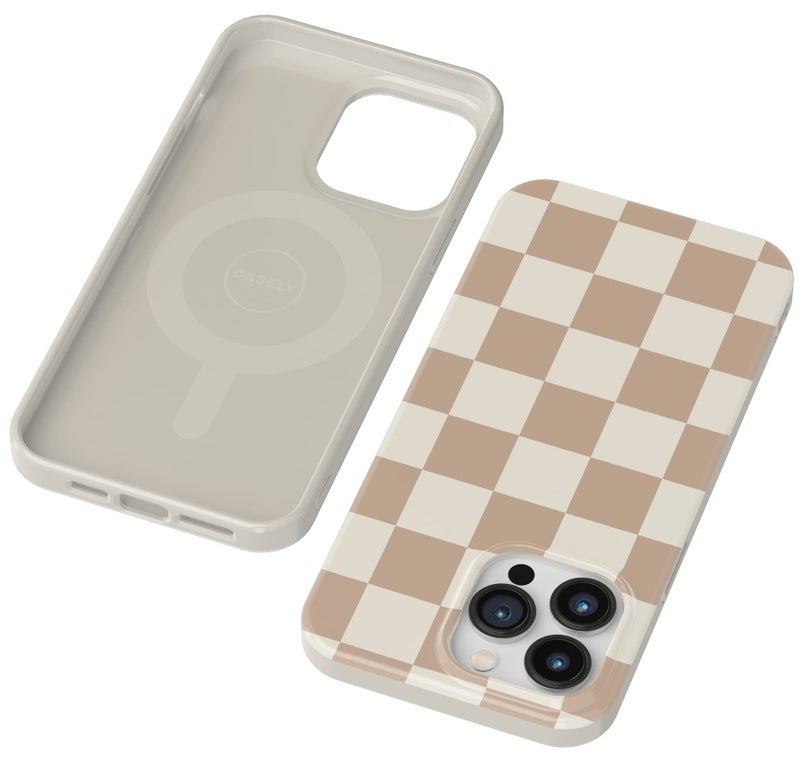 Casely iPhone 13 Pro Case | Fit Check | Neutral Checkered | Compatible with MagSafe | Classic Ultra Slim Case Design - Image 3
