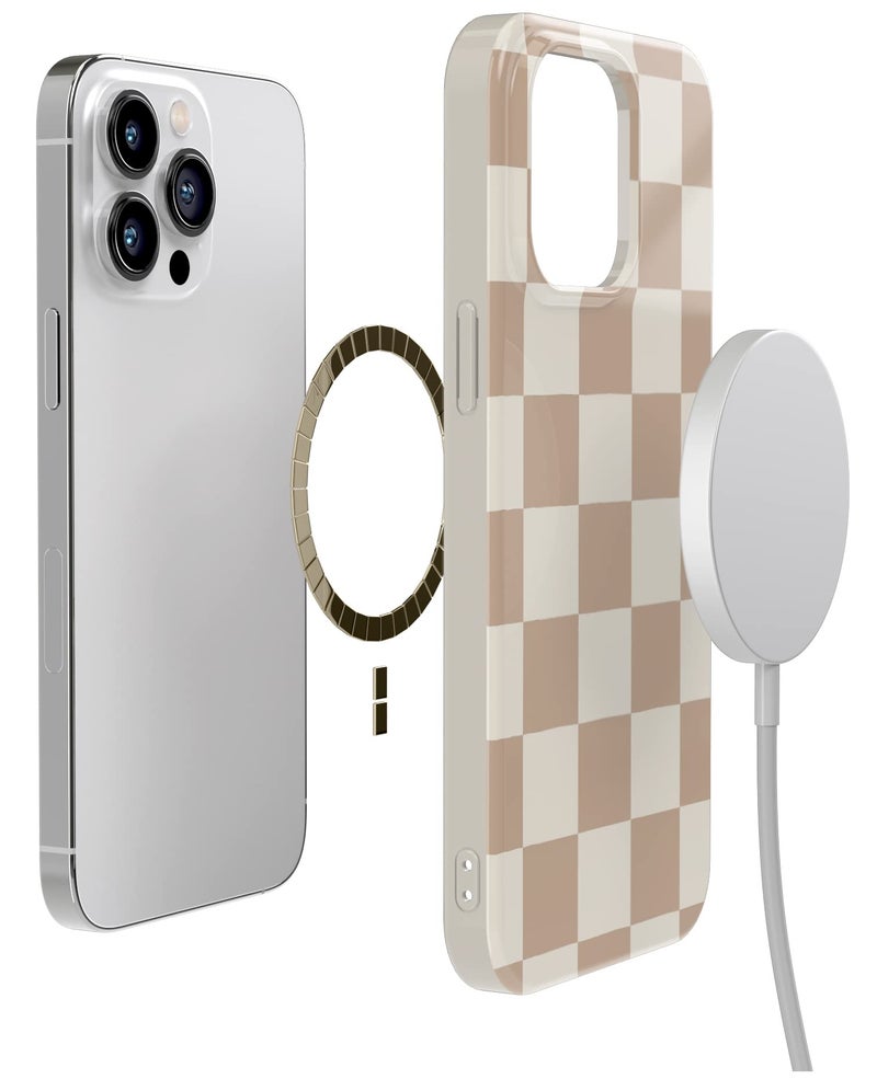 Casely iPhone 13 Pro Case | Fit Check | Neutral Checkered | Compatible with MagSafe | Classic Ultra Slim Case Design - Image 4
