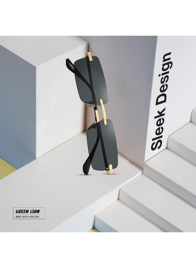 GREEN LION Polarized Vallegio RimLess Sunglasses with UV400 Protection / Anti-Reflection Coating / Ergonomic Fit /  Optical Clarity / Lightweight Design & Durable Metal Build  - Black - Image 4