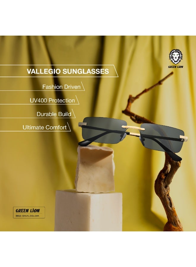 GREEN LION Polarized Vallegio RimLess Sunglasses with UV400 Protection / Anti-Reflection Coating / Ergonomic Fit /  Optical Clarity / Lightweight Design & Durable Metal Build  - Black - Image 5