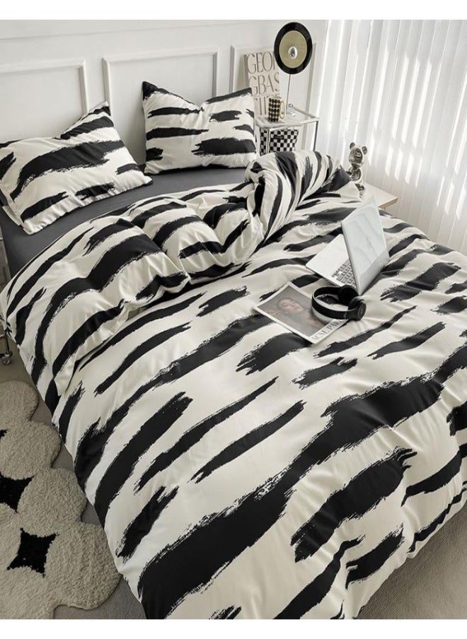 XVersion 6pcs Bedsheet King Size XVersion Duvet Cover Set,Soft Cotton Bedding for 200x200cm Bed,Includes 1 Quilt Cover 220x240cm,1 Flat Sheet 250x235cm, 4 Pillowcases 48x74cm,All-Season,Machine Washable (V2)  - Image 1