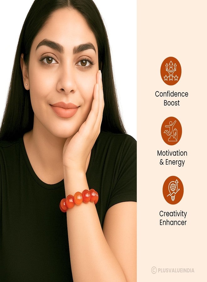 Plus Value Natural Red Carnelian Bracelet Reiki Chakra Crystals Healing for Men Women Boys and Girls (10mm Beads) - Image 4