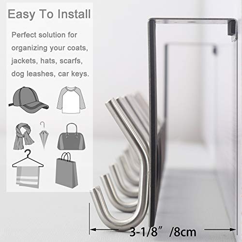 WEBI Over The Door Hook Door Hanger:Over The Door Towel Rack with 6 Hooks for Hanging Coats,Towel Hanger Door Coat Hanger Over Door Coat Rack for Towels,Clothes,Back of Bathroom,Silver - Image 5