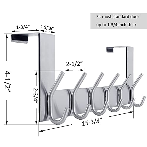 WEBI Over The Door Hook Door Hanger:Over The Door Towel Rack with 6 Hooks for Hanging Coats,Towel Hanger Door Coat Hanger Over Door Coat Rack for Towels,Clothes,Back of Bathroom,Silver - Image 2